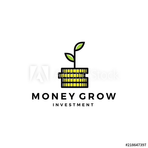 500x500 Coin Leaf Sprout Money Grow Investment Logo Vector Icon