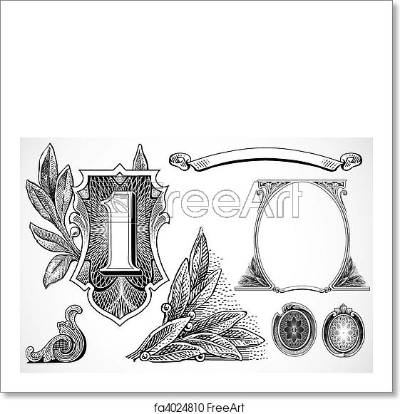 561x581 Free Art Print Of Vector Money Elements Set Of Ornaments Based