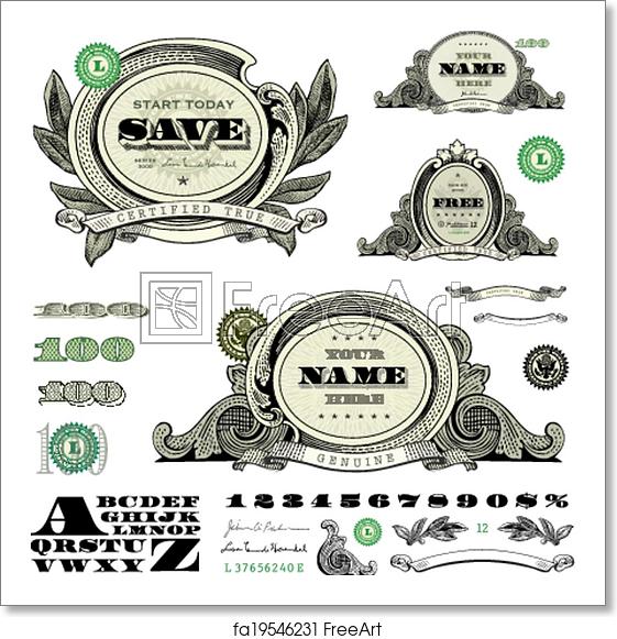 561x581 Free Art Print Of Vector Money And Frame Template Set Easy