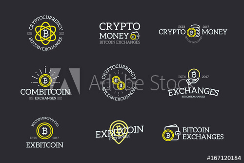 500x334 Set Of Digital Money And Bitcoin, Cryptocurrency Logo, Labels