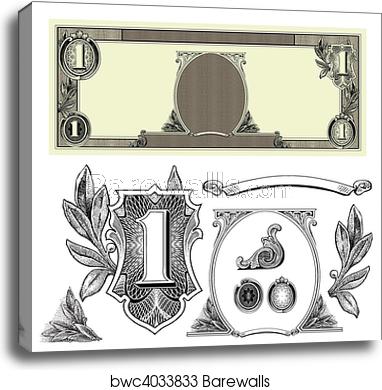 382x390 Vector Money Elements, Canvas Print Barewalls Posters Prints