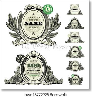 362x382 Vector Money Logo And Dollar Frame Set, Art Print Barewalls