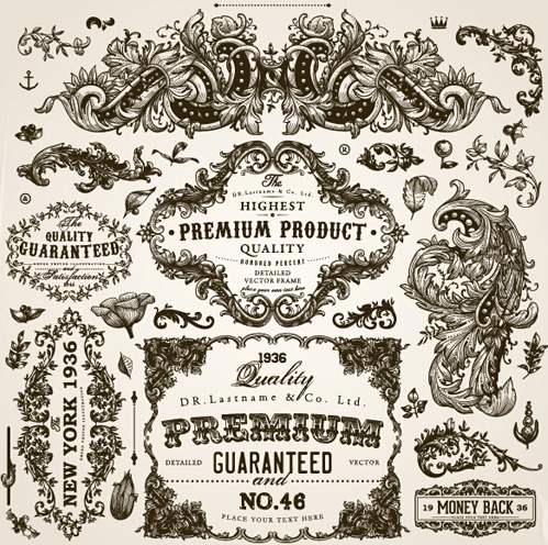 499x496 Decor Frame With Ornaments Elements Vintage Vector Free