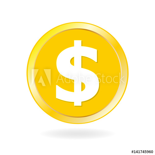500x500 Con Gold Coin With Dollar And Money Sign Vector