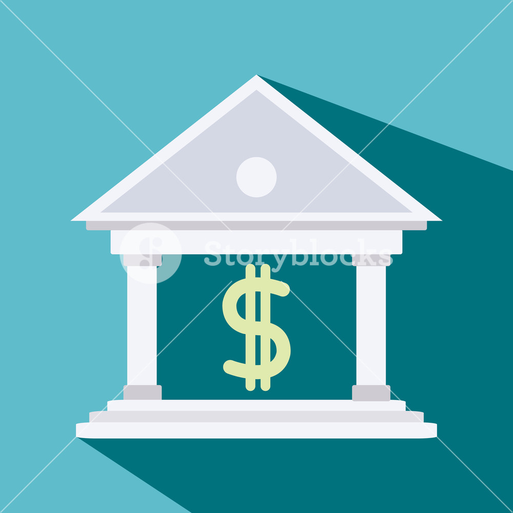 1000x1000 Bank Symbol With Money Sign Vector Illustration Graphic Design