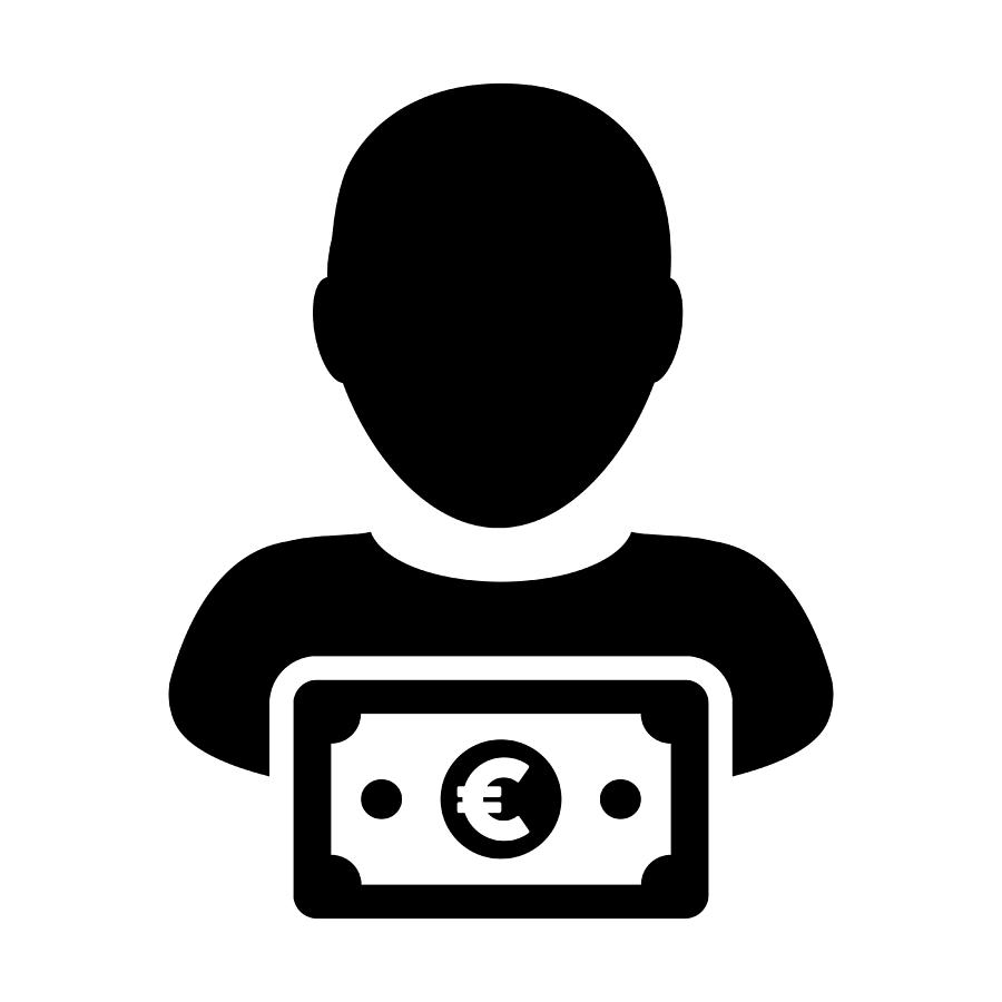 900x900 Profit Icon Vector Male User Person Profile Avatar With Euro Sign