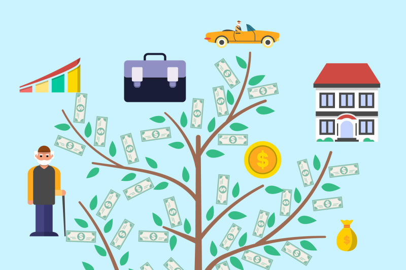 800x533 Investment In Old Age Infographics With Money Tree Vector