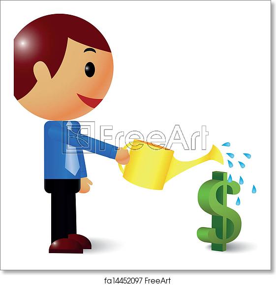 561x581 Free Art Print Of Businessman Watering A Money Tree Vector