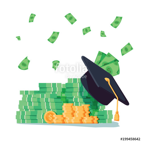 500x500 Education And Money Vector Illustration, Flat Cartoon Graduation