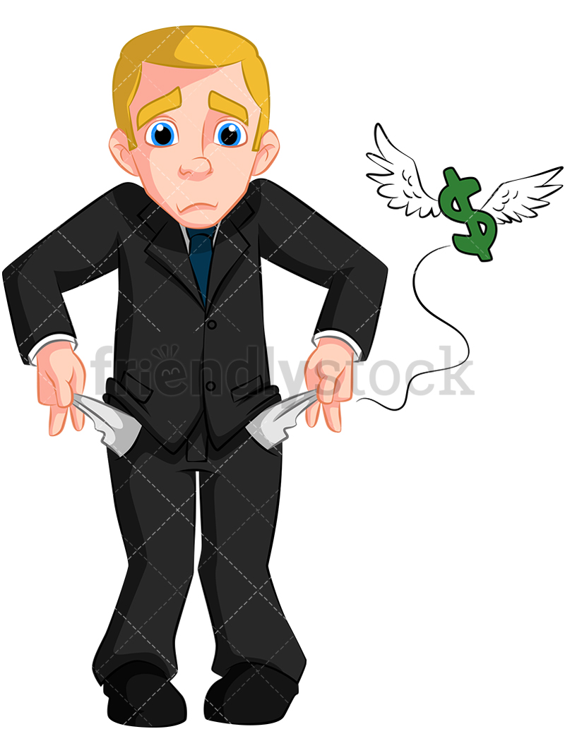 800x1067 Business Man With No Money Vector Cartoon Clipart