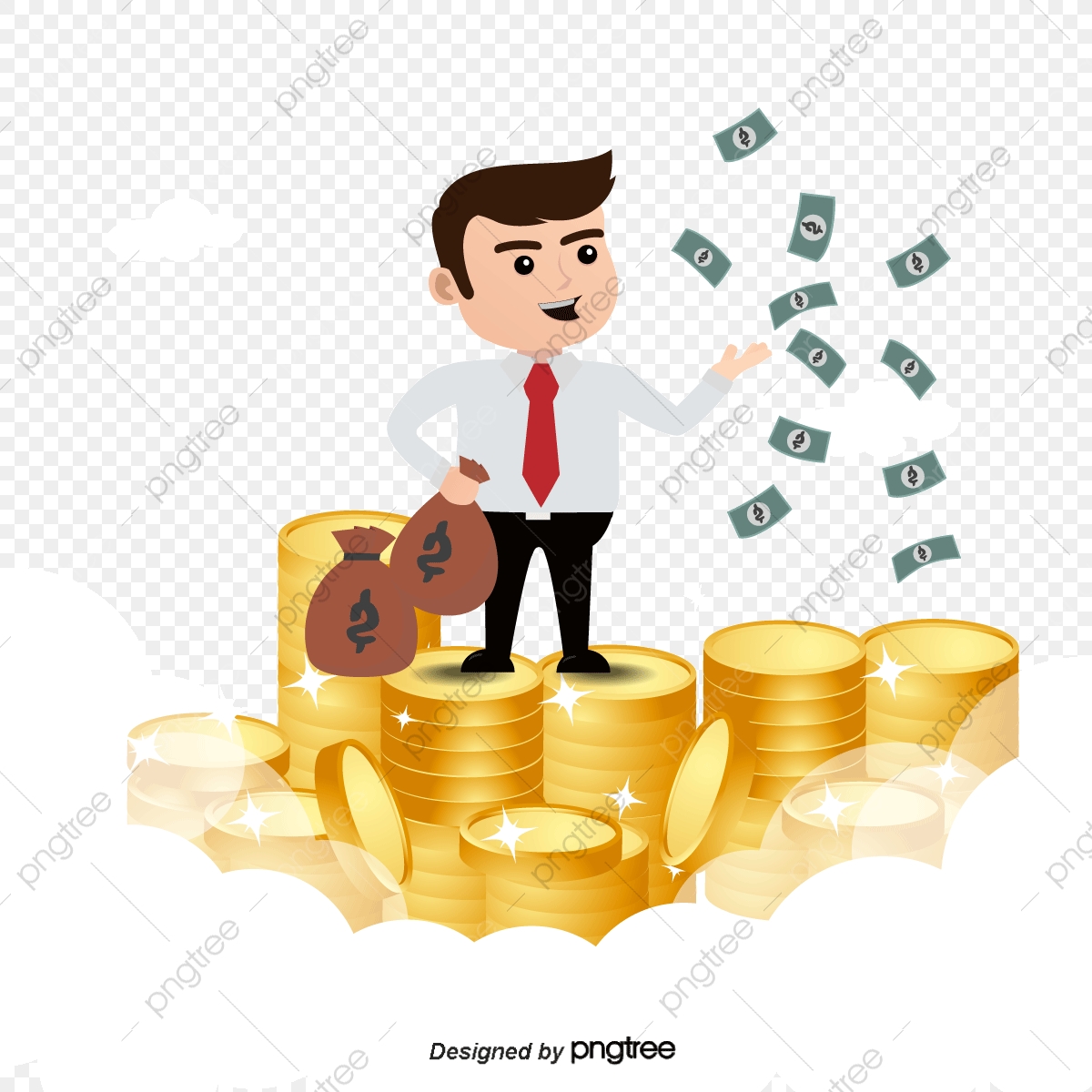 1200x1200 Happy Businessman With Money Vector, Businessman Clipart, Money