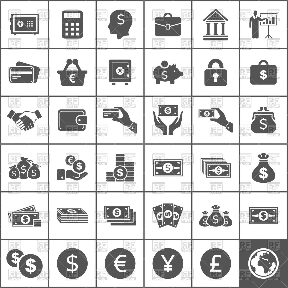 1200x1200 Set Of Icons Of Money Vector Image Of Business, Finance