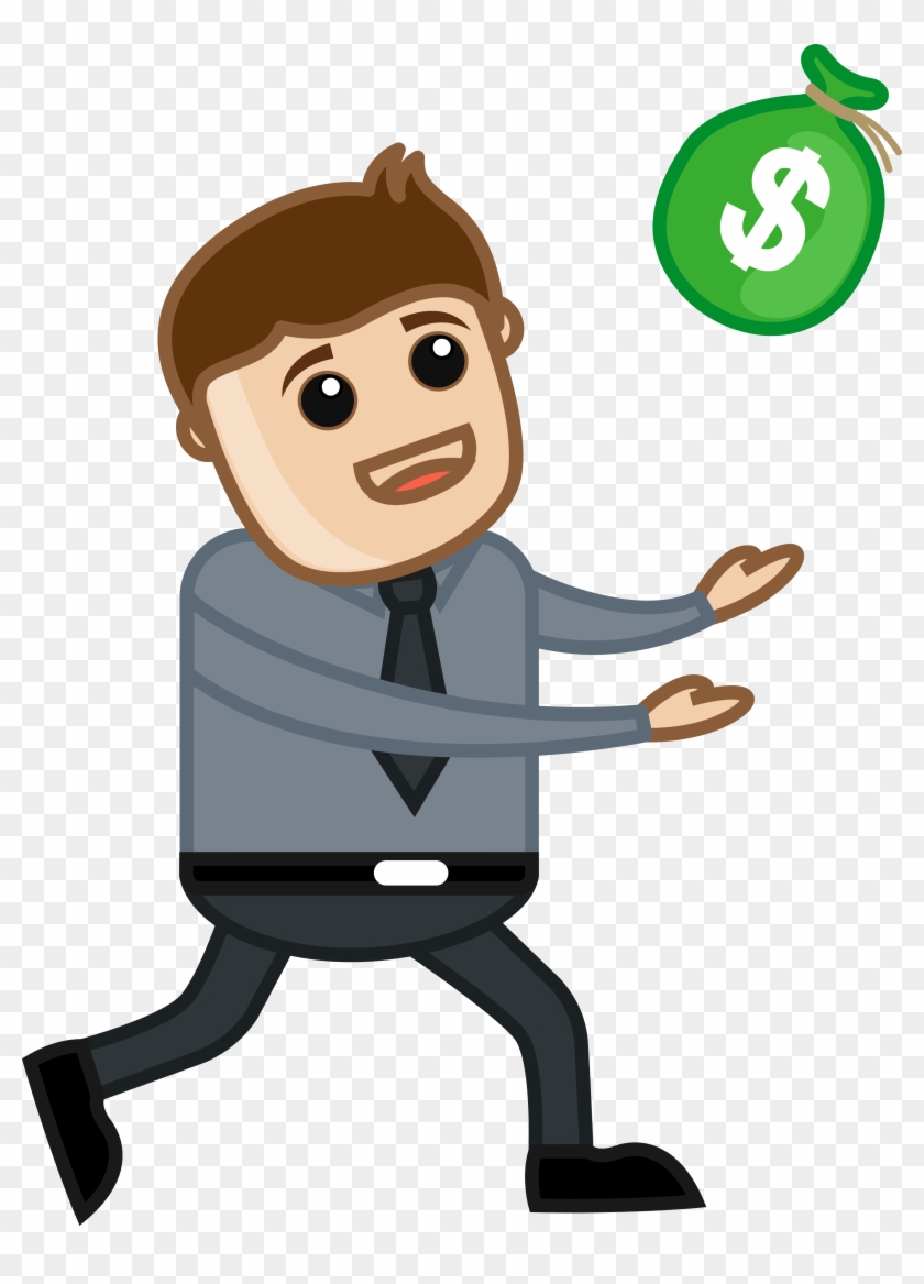 840x1167 Man Running For Money Vector Illustration