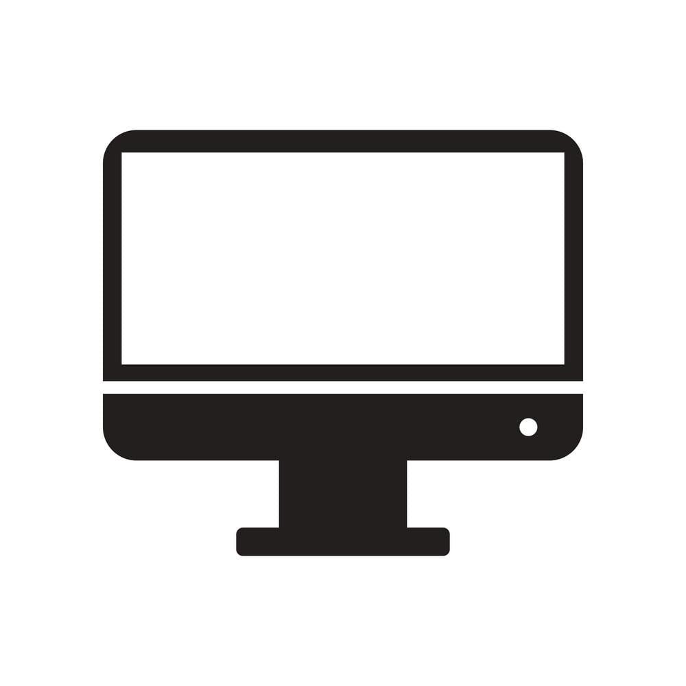 1000x1000 Flat Icon In Black And White Style Monitor Vector
