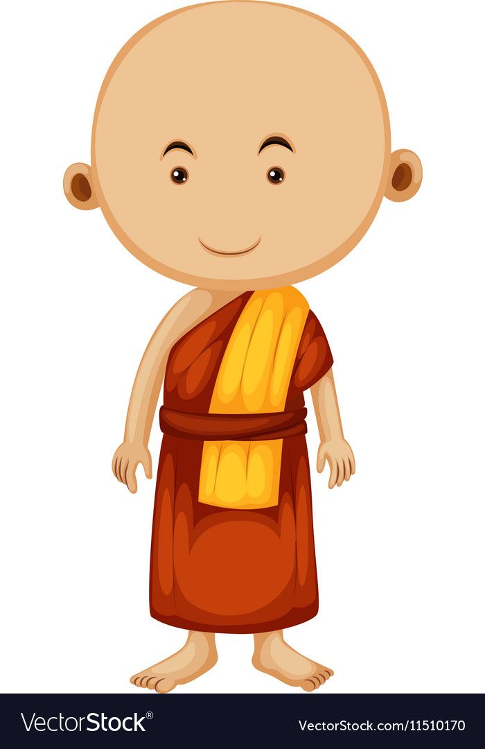 700x1080 Buddhist Monk With Happy Face Royalty Free Vector Image