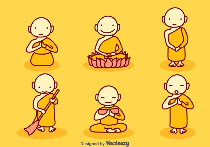 700x490 Hand Drawn Cartoon Monk Vector Set