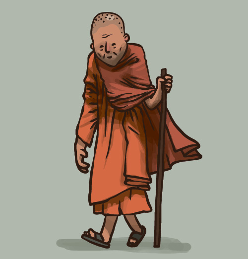 500x522 Hand Drawn Buddhist Monk Vector Material Free Download