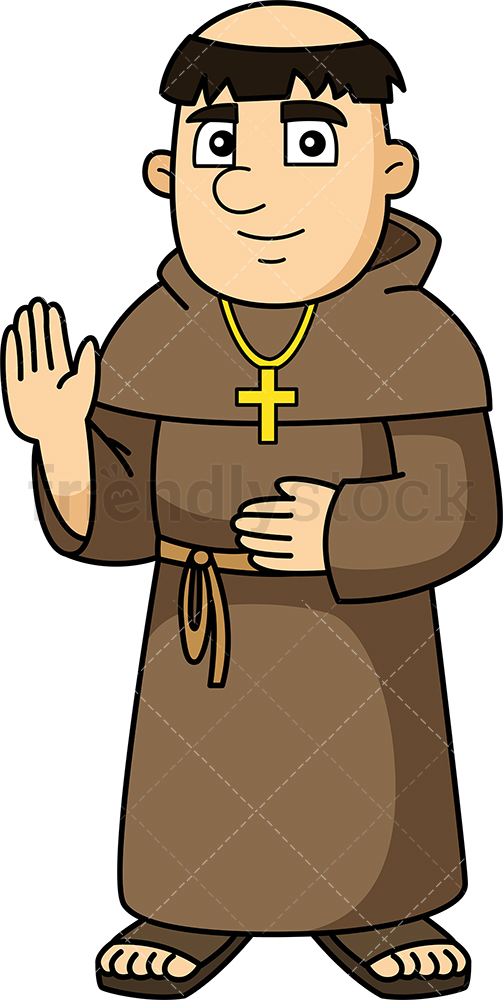 503x1000 Medieval Christian Monk Cartoon Clipart Vector