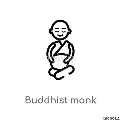 500x500 Outline Buddhist Monk Vector Icon Isolated Black Simple Line