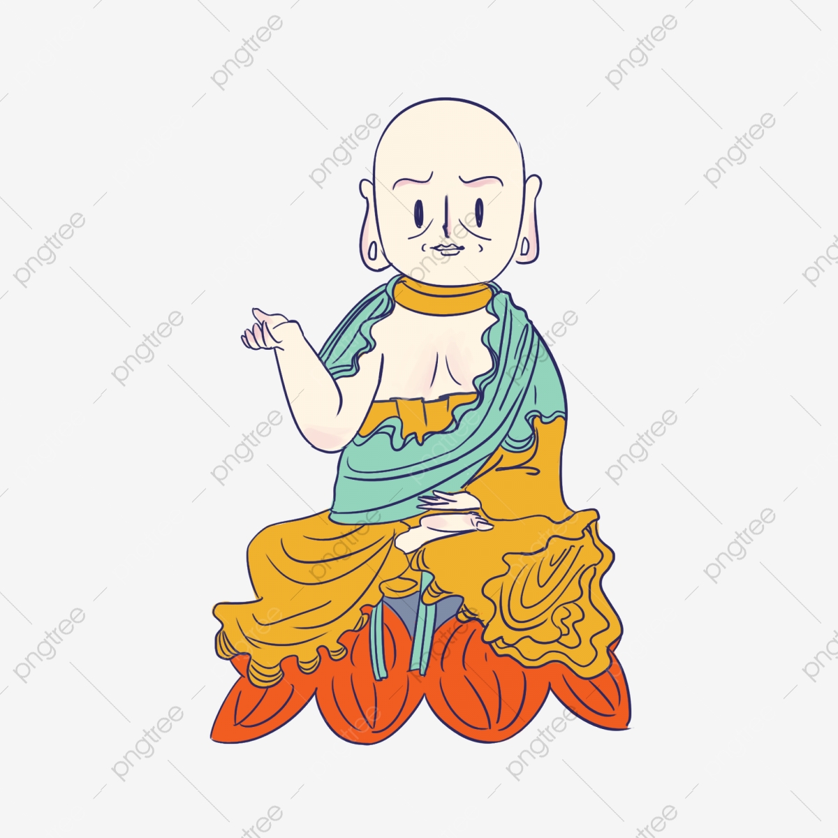 1200x1200 Buddha Monk Vector Material, Buddha, Monk, Vector Material Png