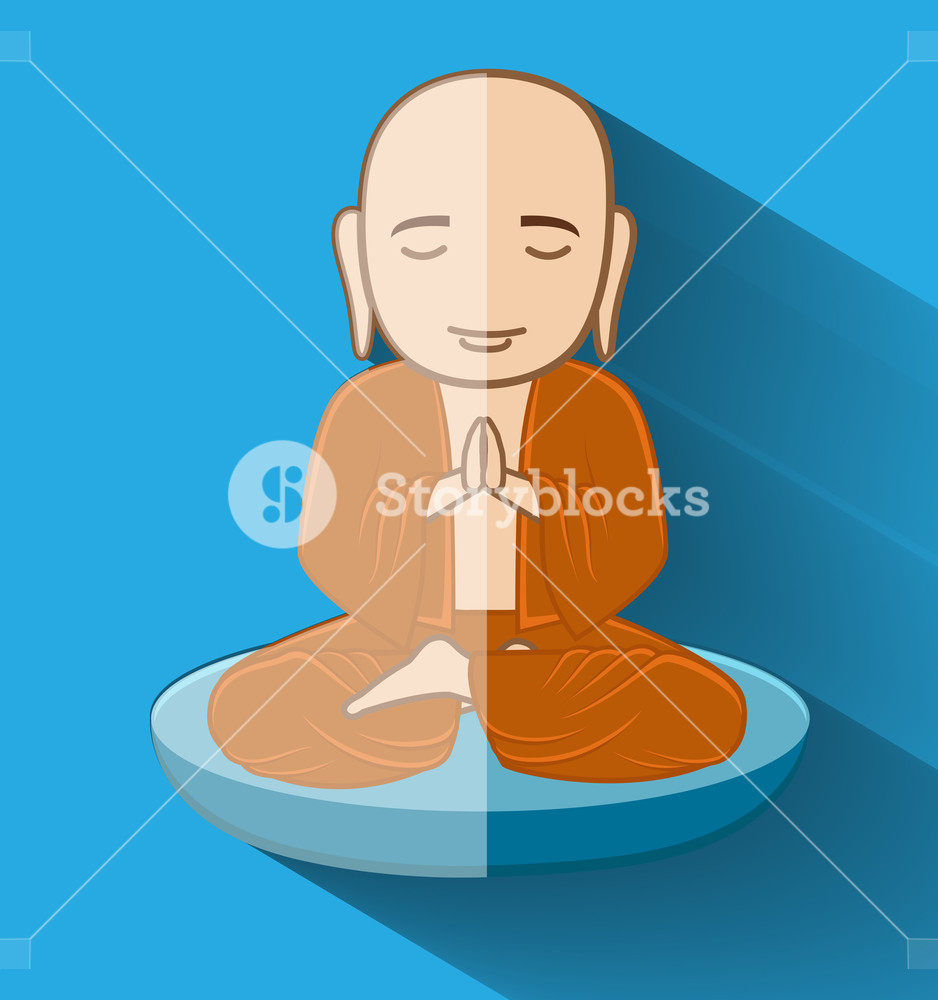 938x1000 Buddhist Bhikkhu Monk Vector Illustration Royalty Free Stock Image