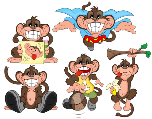 500x391 Funny Cartoon Monkey Vector Icons Vector And Photoshop Brushes