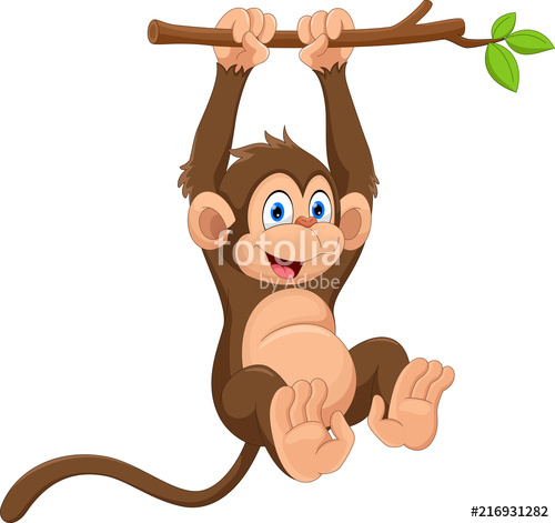 500x471 Cartoon Cute Monkey Hanging On Tree Branch Stock Image