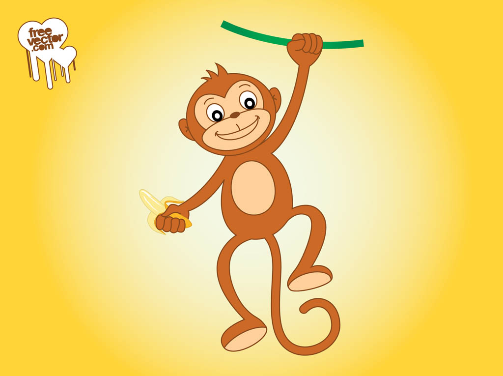 1024x765 Monkey With Banana Graphics Vector Art Graphics