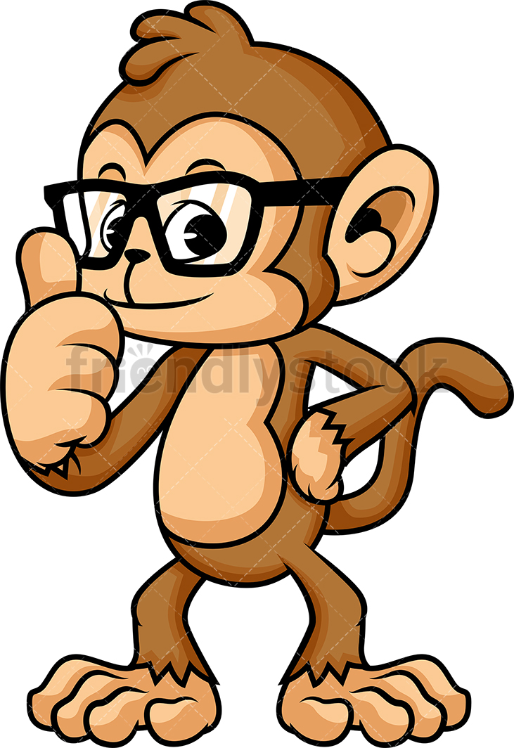 731x1064 Monkey With Glasses Cartoon Vector Clipart