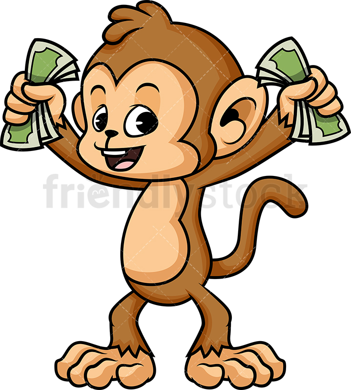 719x798 Monkey With Money Cartoon Vector Clipart