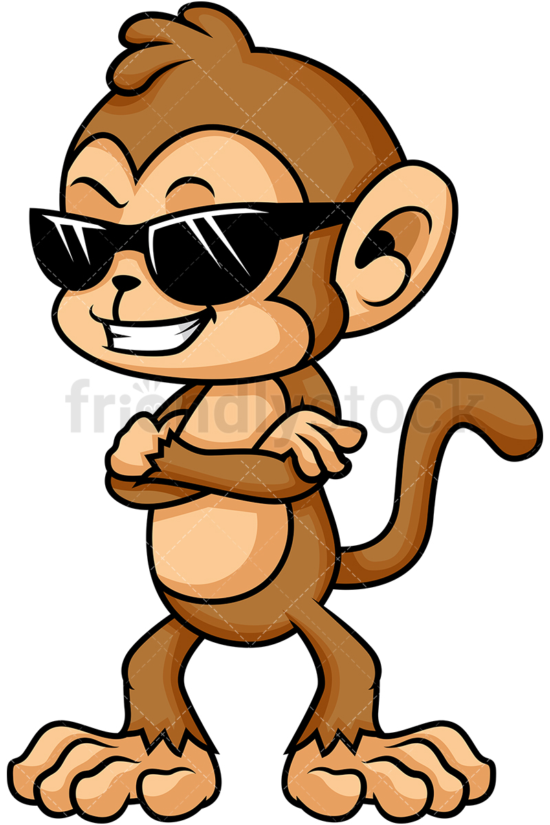 800x1200 Monkey With Sunglasses Cartoon Vector Clipart