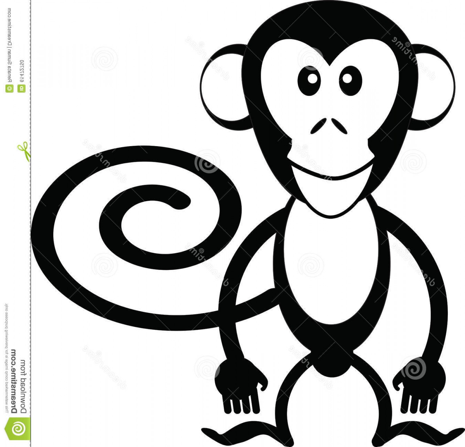 1623x1560 Stock Illustration Monkey Cartoon Black White Vector Illustration
