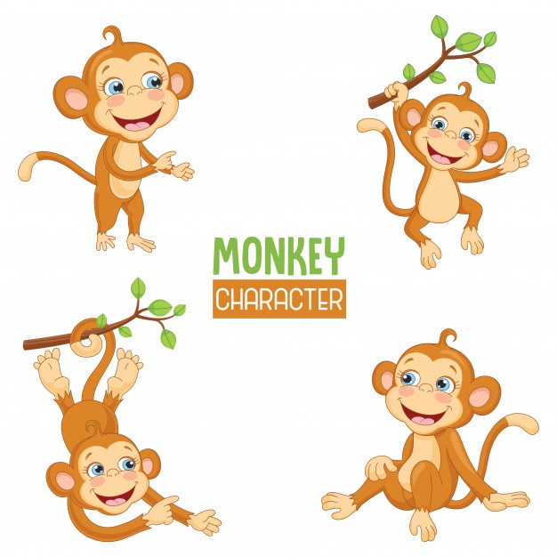626x626 Vector Illustration Of Cartoon Monkeys Vector Premium Download