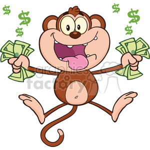 300x300 Royalty Free Rf Clipart Illustration Greedy Monkey Cartoon
