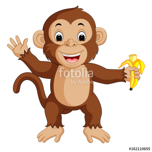 500x500 Cute Monkey Cartoon Eating Banana Stock Image And Royalty Free
