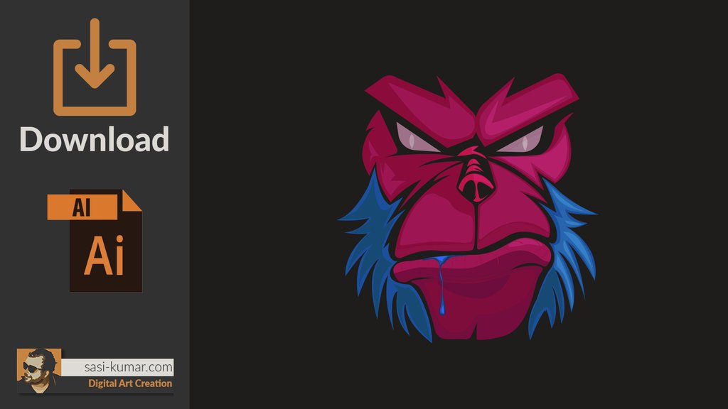 1024x576 Download Vector Angry Monkey Face Digital Art Creation Shop