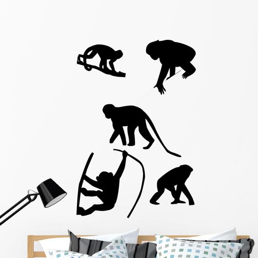 530x530 Monkeys Silhouettes Vector Wall Decal Sticker Set