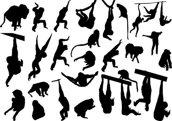 600x422 Animal Monkey Silhouette Vector Free Download
