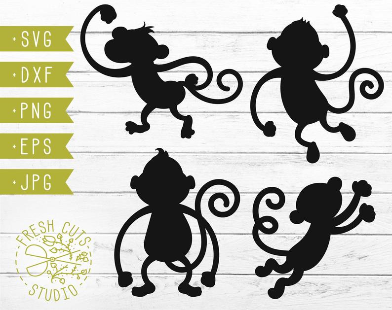 794x629 Cute Monkey Silhouette Monkey Clipart Vector Etsy