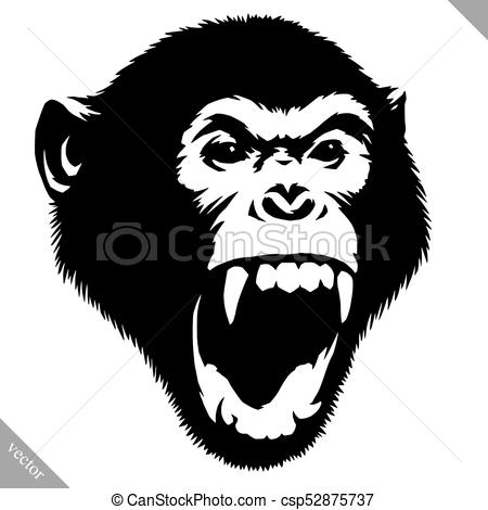 Black And White Linear Paint Draw Monkey Vector Vectors 450x470 Black And White Linear Paint Draw Monkey Vector Vectors
