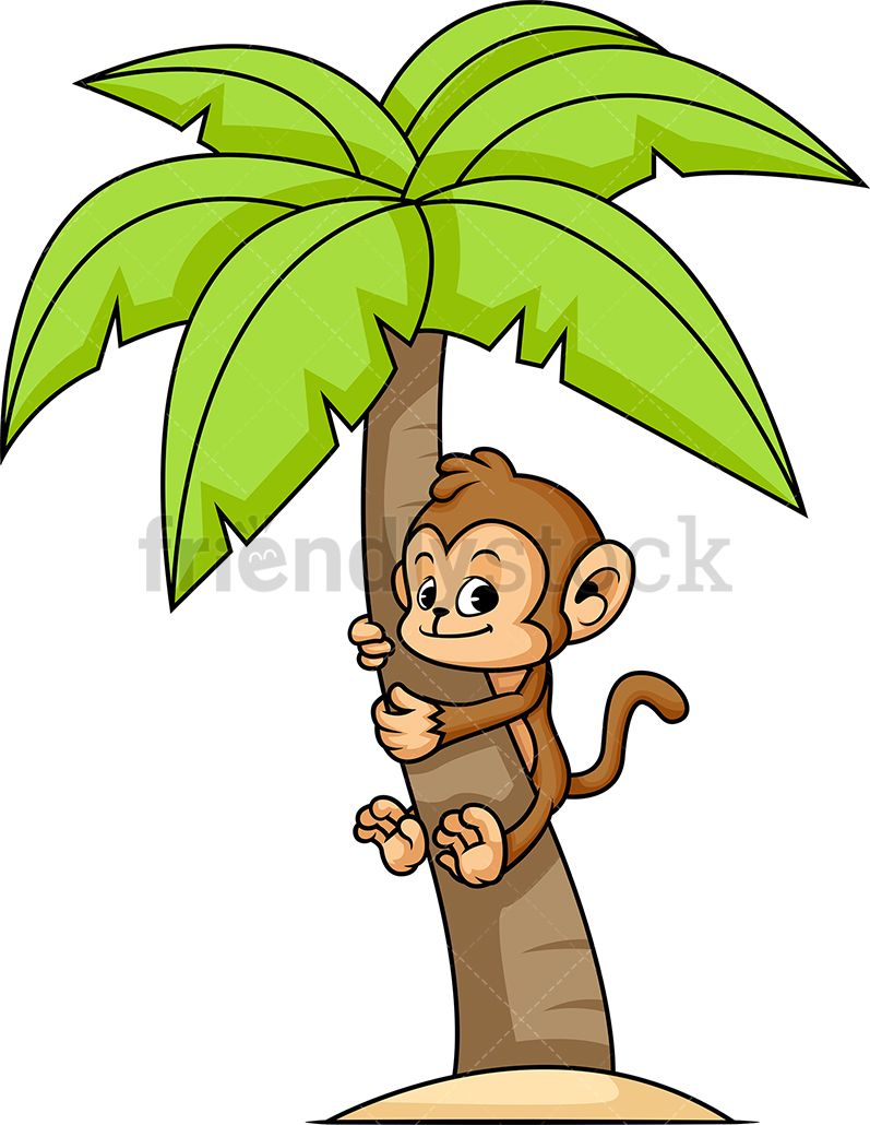 797x1030 Monkey Climbing Palm Tree Vector Toons Cartoon Palm Tree