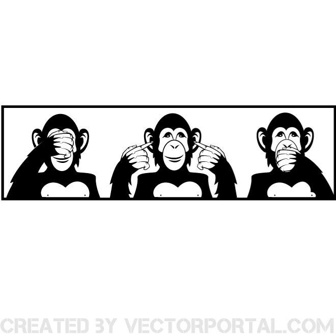 660x660 Three Wise Monkeys Vector Illustration