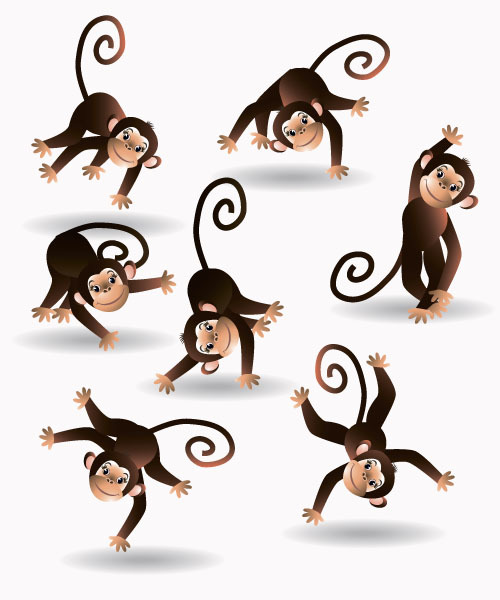 500x600 Cute Cartoon Monkey Vector Illustration Free Download