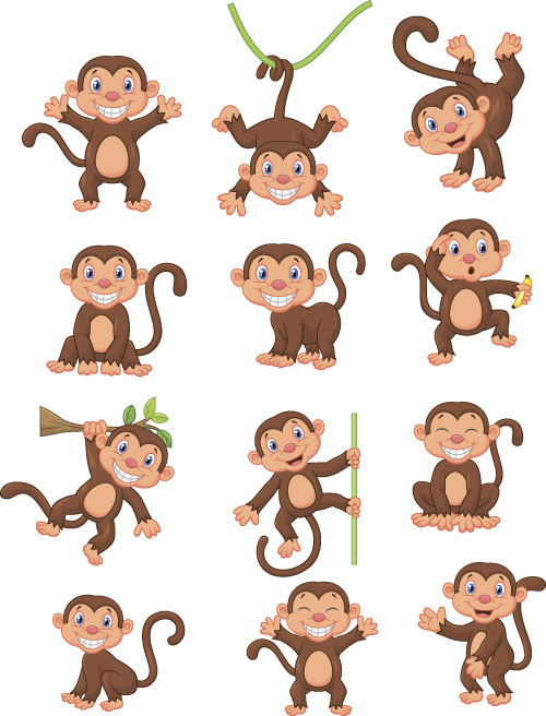 Funny Monkey Creative Vector Material Free Download 500x656 Funny Monkey Creative Vector Material Free Download