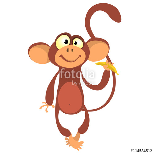 Cartoon Monkey Vector Illustration Cute Primate Monkey Holding 500x500 Cartoon Monkey Vector Illustration Cute Primate Monkey Holding