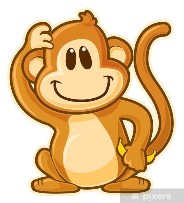633x700 Monkey Vector Without Gradients Wall Mural