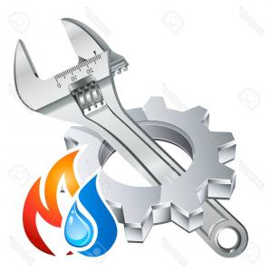300x300 Photostock Vector Plumber Icon With Gear Adjustable Wrench