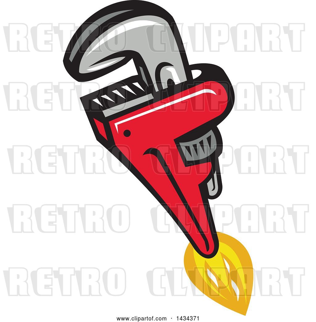1024x1044 Vector Clip Art Of Retro Pipe Monkey Wrench Rocket In Flight