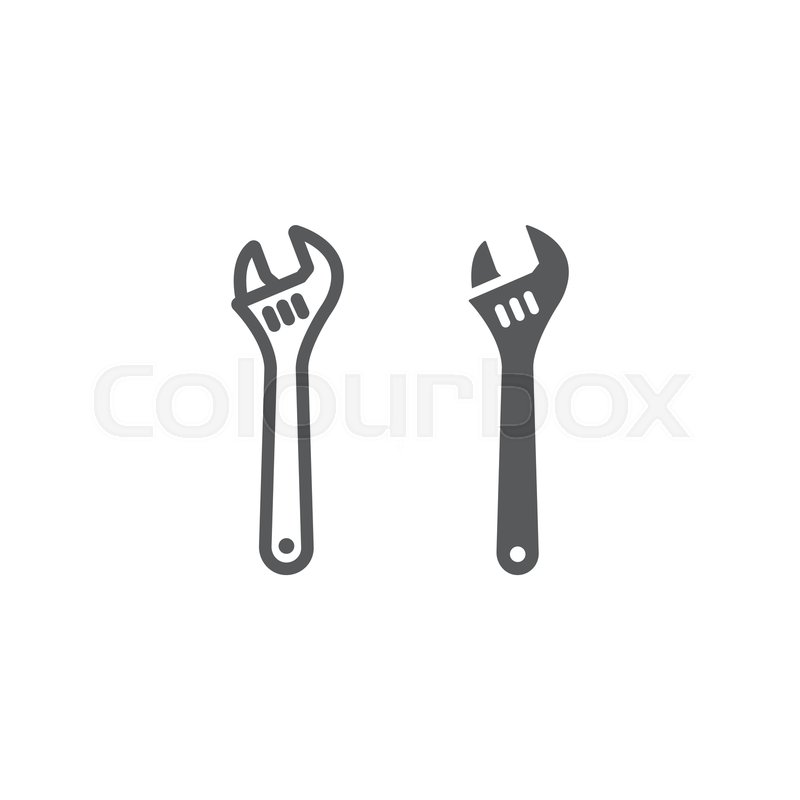 800x800 Adjustable Wrench Line And Glyph Icon, Stock Vector Colourbox