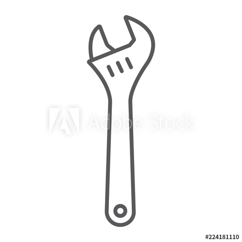 500x500 Adjustable Wrench Thin Line Icon, Tool And Repair, Monkey Wrench